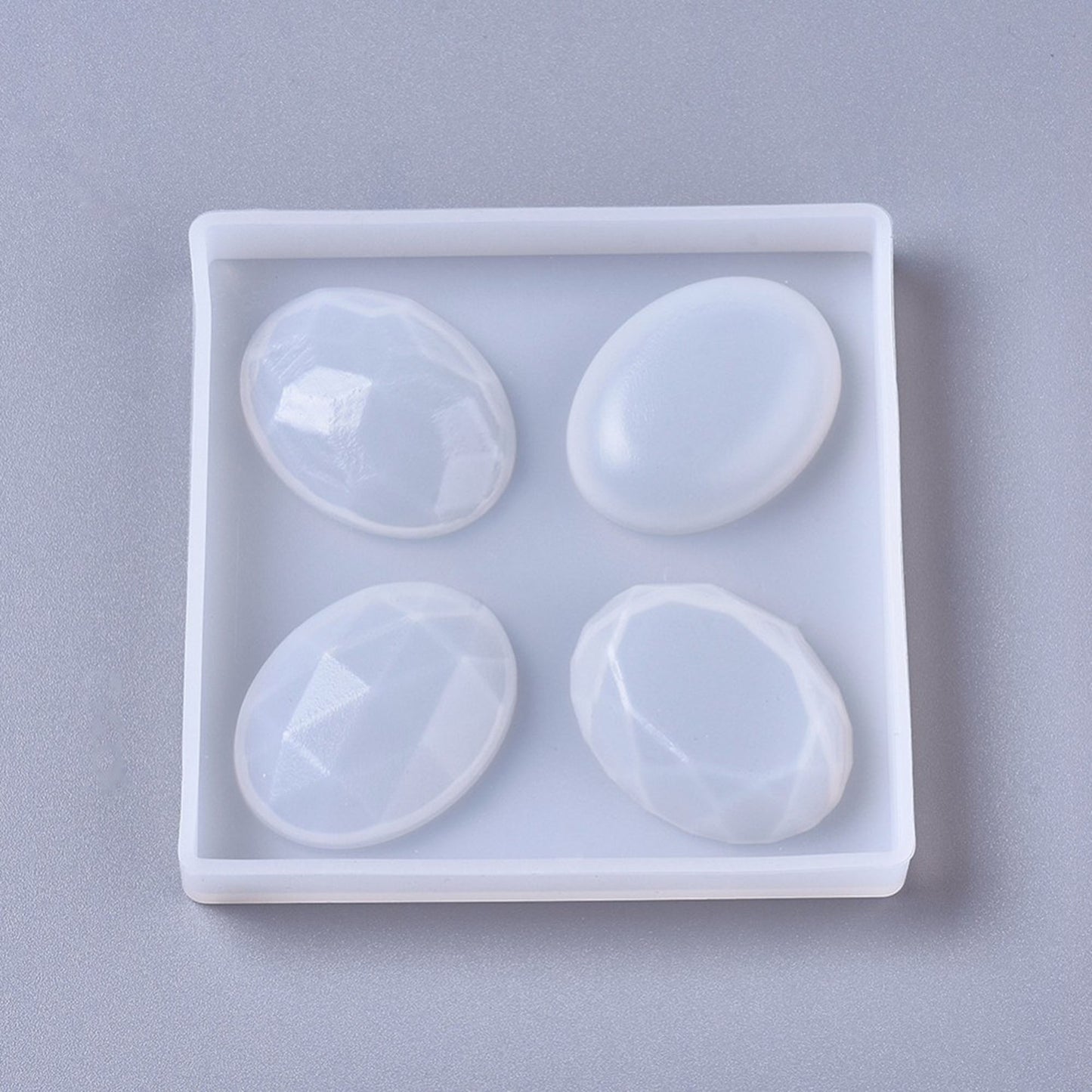 Oval Cabochon Silicone Mould, Faceted Oval Cabochon Epoxy Resin Pendant Mold, Oval Jewellery Polymer Clay Tool, Square UV Resin Mold
