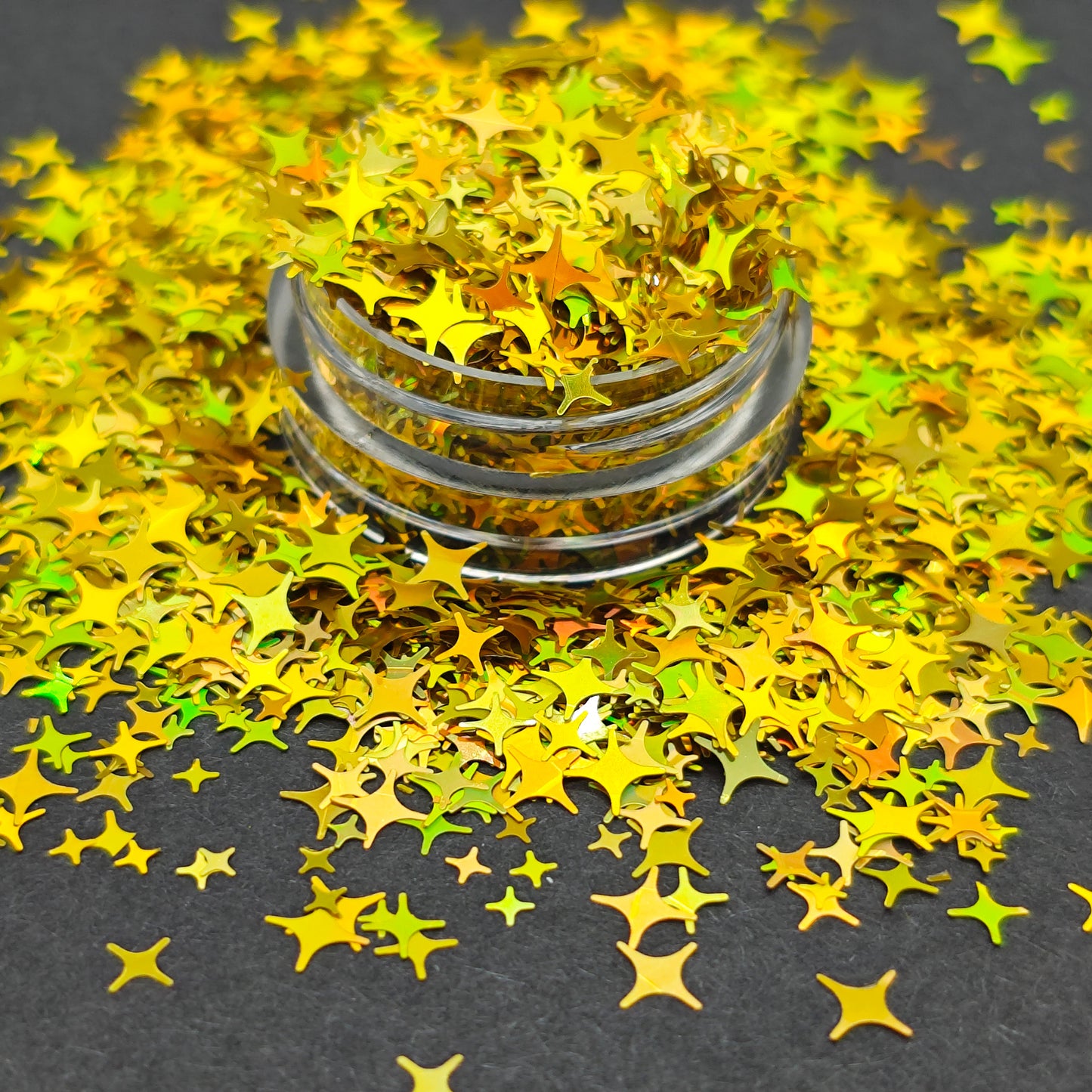 Gold Stars Holographic Glitter, 4-pointed Star Nail Art Glitter, Four Pointed Stars Glitter, Craft Supplies, Resin Supplies