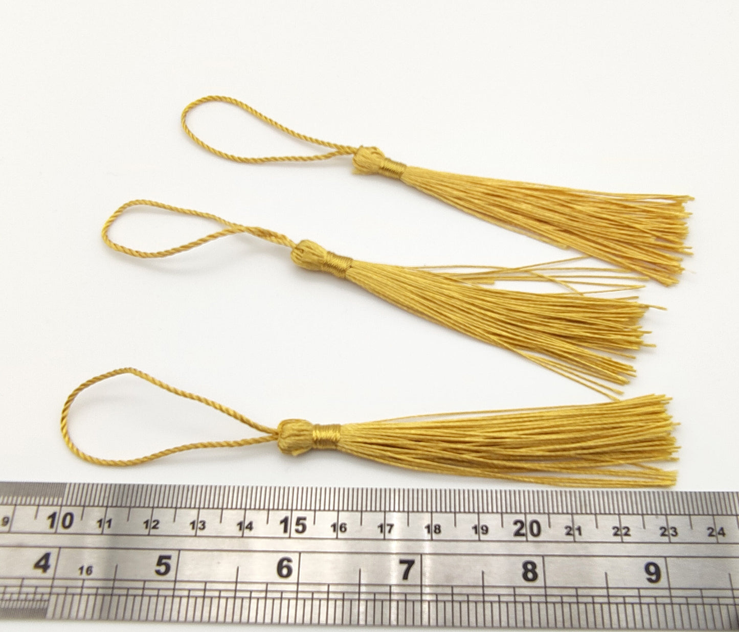 10 pcs Golden Yellow Bookmark Tassels, Silky Craft Tassels, Decorative Tassel Sewing, Tassle for Resin Bookmarks