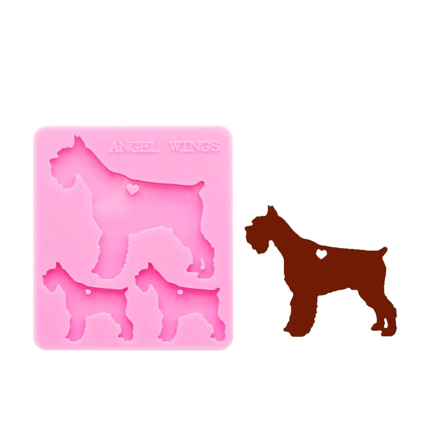 Schnauzer Dog Keychain Silicone Mould, Epoxy Resin Pendant Mold, Schnauser Dog Family Keychain Mold, Polymer Clay Jewellery Mold