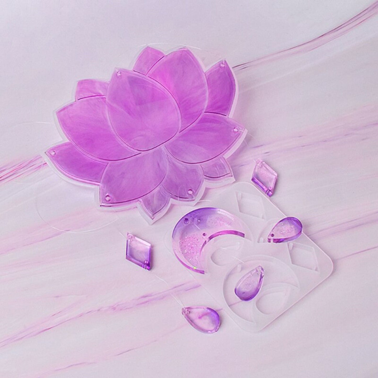 Lotus Flower Wall Hanging Mould, Lotus Wind Chime Silicone Mold, Flower Window Decoration Resin Mold, Lotus Wind-Bell Decoration Mould