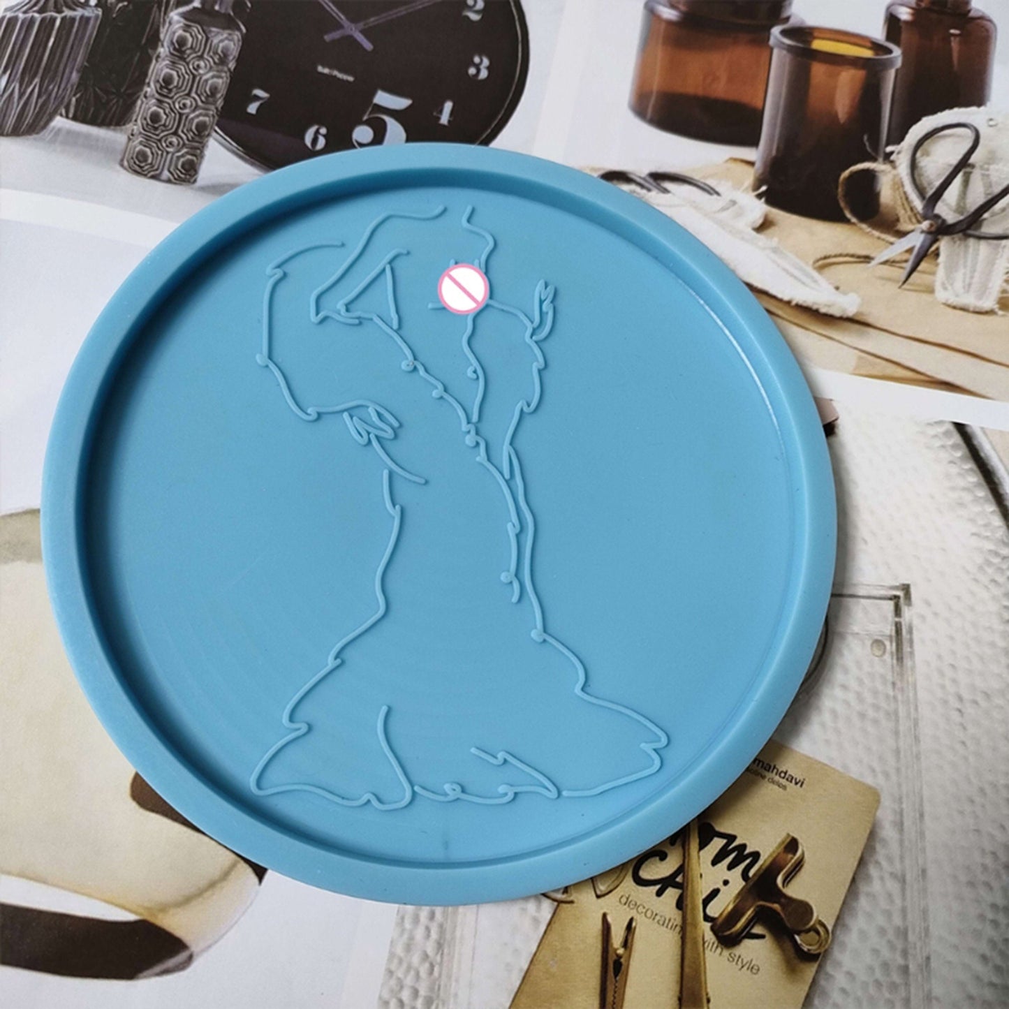 Body Line Art Coaster Mold, Female Silhouette Body Tray Resin Mould, Goddess Coaster Mold for Resin, Lady Goddess Tray Silicone Mold