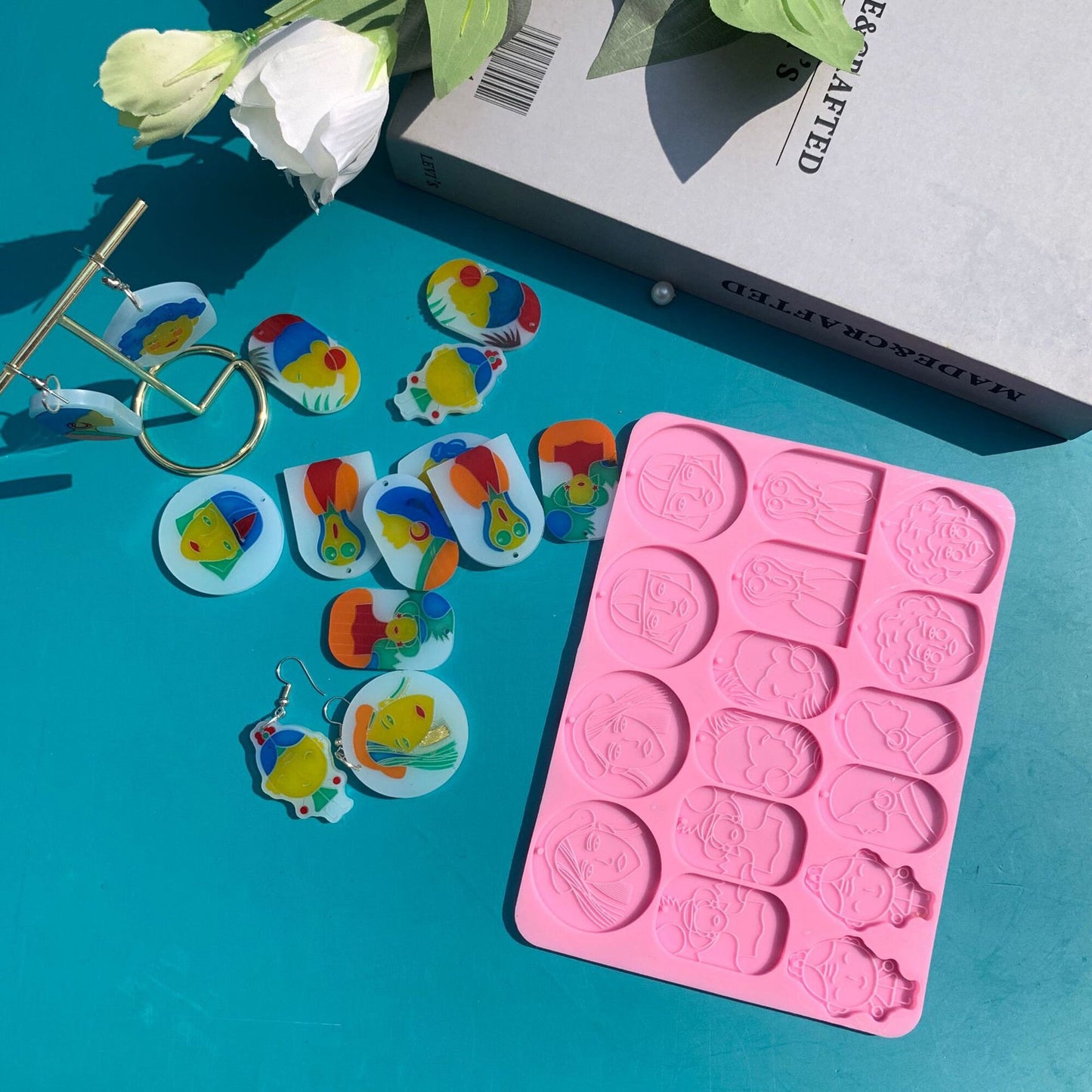 Earrings Resin Silicone Mould, Girls Earring Epoxy Statement Earrings Mold, Resin Pendant Mold, Jewellery Polymer Clay Tool, Resin Supplies