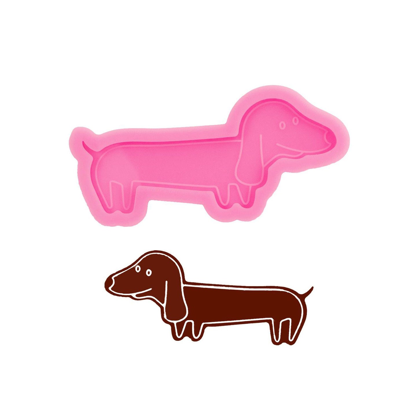 Sausage Dog Keychain Silicone Mould, Epoxy Resin Pendant Mold, Dachshund Dog Keychain Mold, Polymer Clay Jewellery Mold, Shiny Keychain Mold