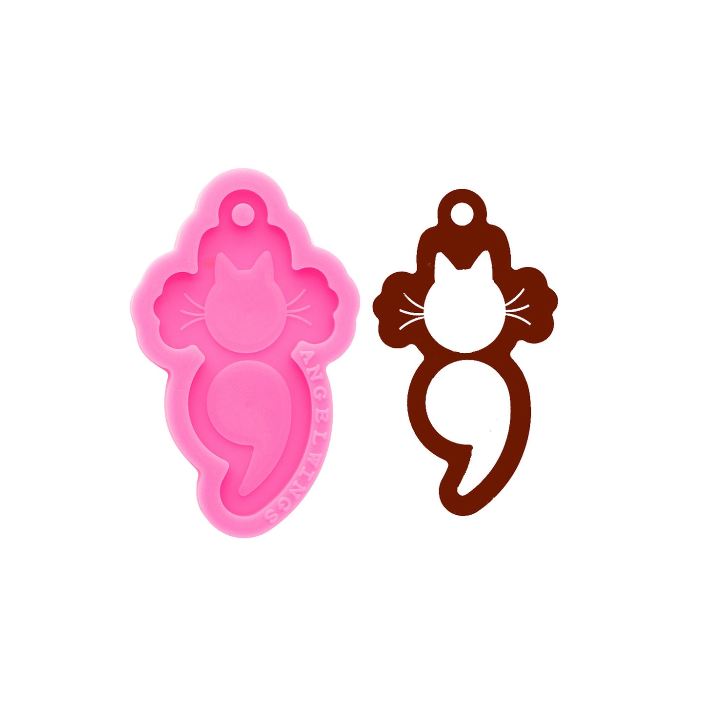 Cat Semicolon Silicone Keyring Mold, Mental Health Awareness Silicone Keychain Mould, Suicide Awareness Epoxy Resin Jewellery Pendant Mold