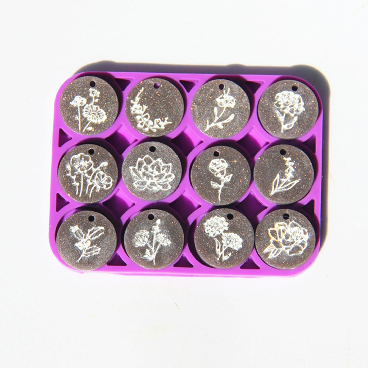 Flower Pendant Mould, Circle Shape Silicone Resin Mould, Small Floral Round Mold, Flower Earring Jewellery Mold