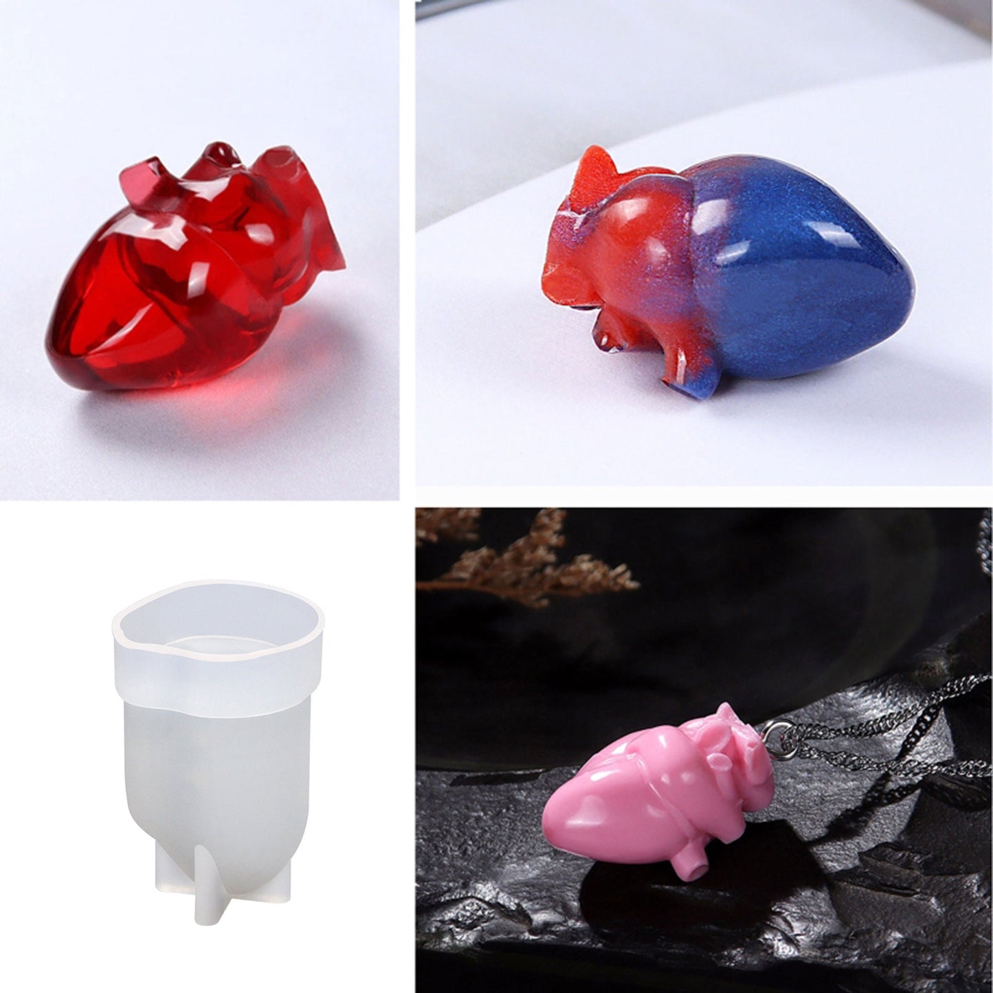 Small Anatomical Heart Silicone Mould, Human Heart Keychain Silicone Mold, Epoxy Resin Pendant Mold, Resin Keychain Mold