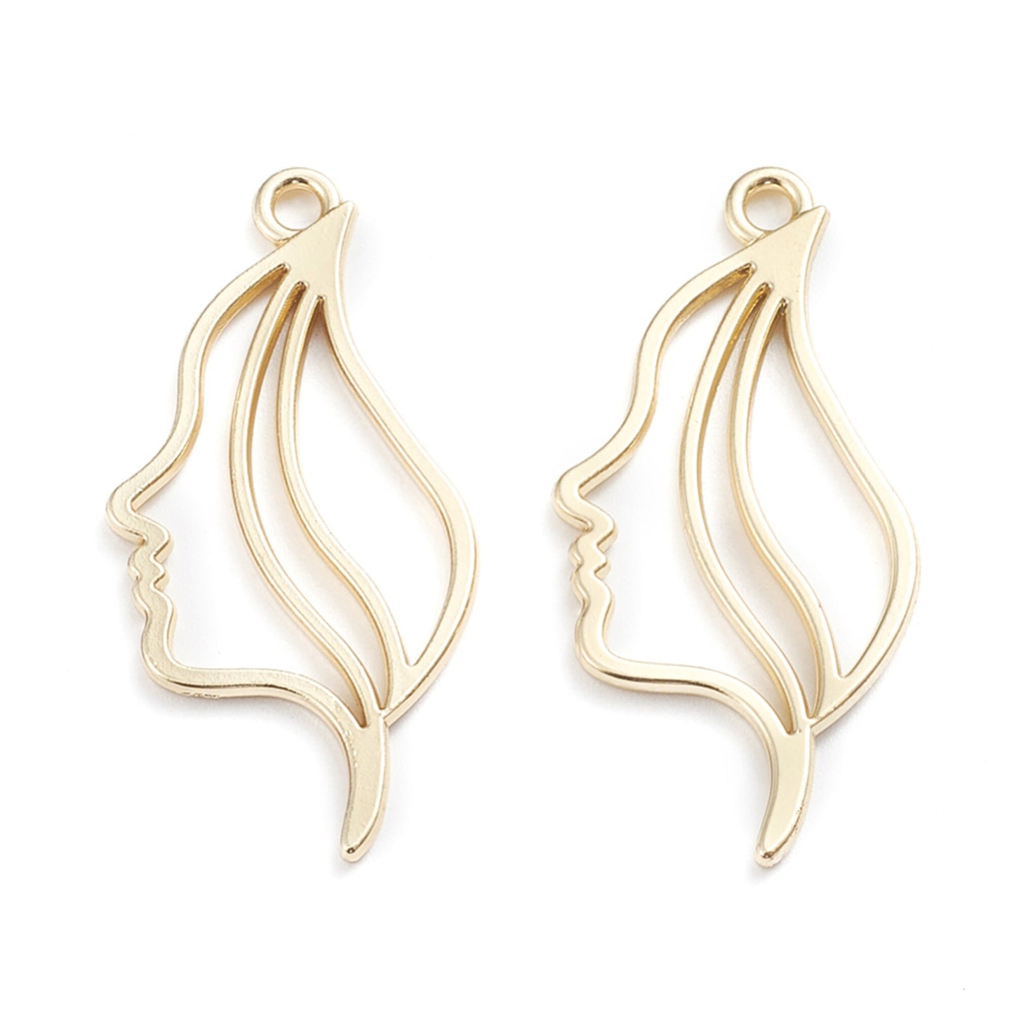 2 x Ladies Face Open Back Bezel Jewellery Pendant, Open Back Bezels for UV resin, Face Earring Charms, Lady Face Necklace Pendants