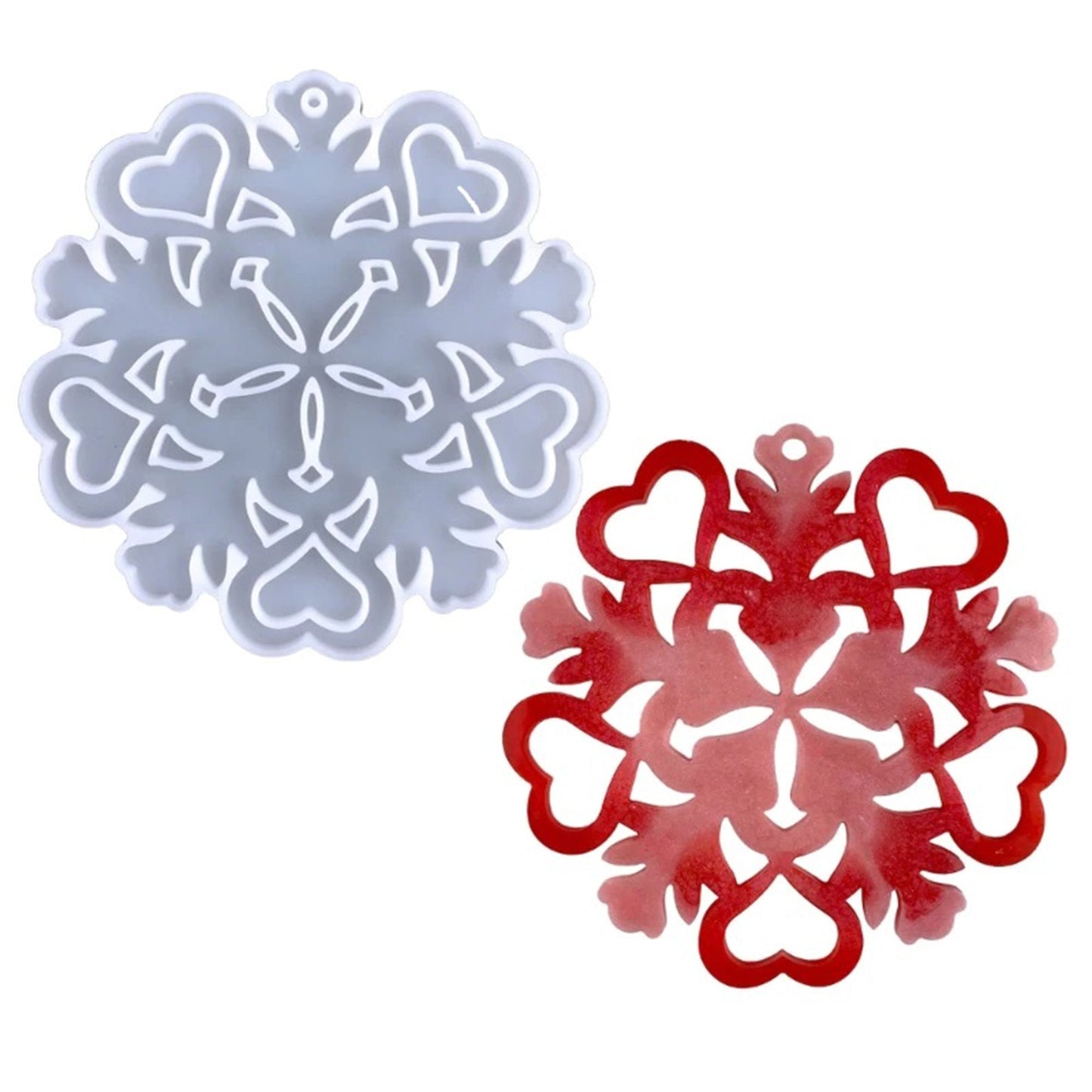 Snowflake Christmas Tree Decoration Silicone Mould, Christmas Snowflake Epoxy Resin Mold, Hanging Decoration Silicone Resin Mould