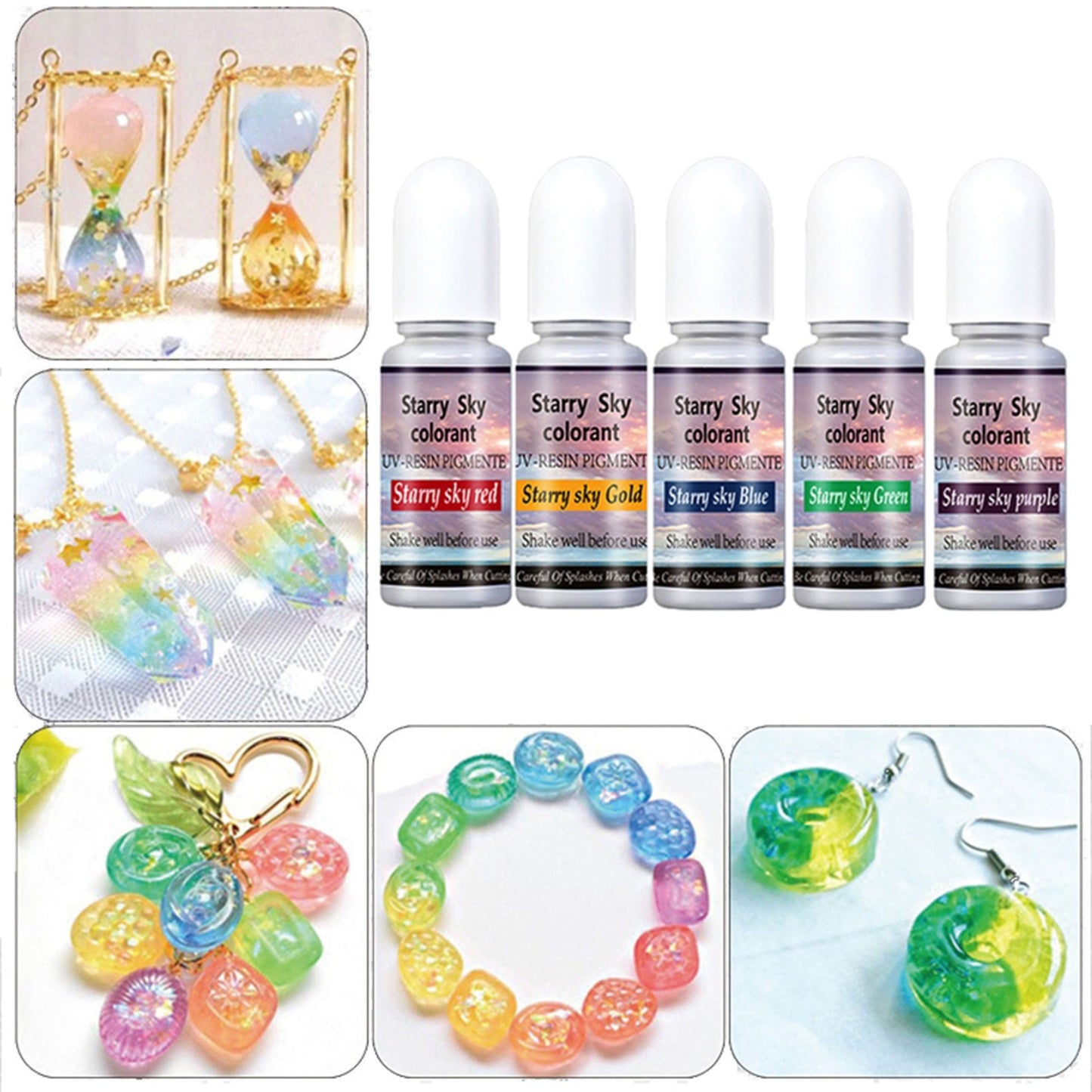 Starry Sky Resin Pigment, 10ml Sparkly Interference Resin Color, Highly Concentrated Colourant, Epoxy UV Resin Dye, Arts & Crafts Colors