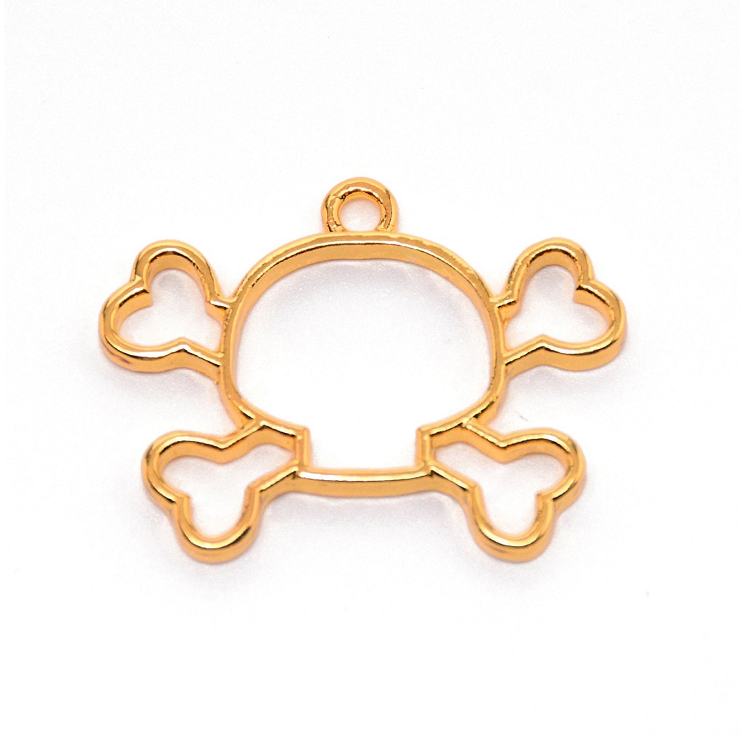 Skull Open Back Resin Bezel Jewellery pendant, Set of 2 Open Back Blank Metal Bezels, UV resin pendant bezel, Bezel Blanks Gold Colour