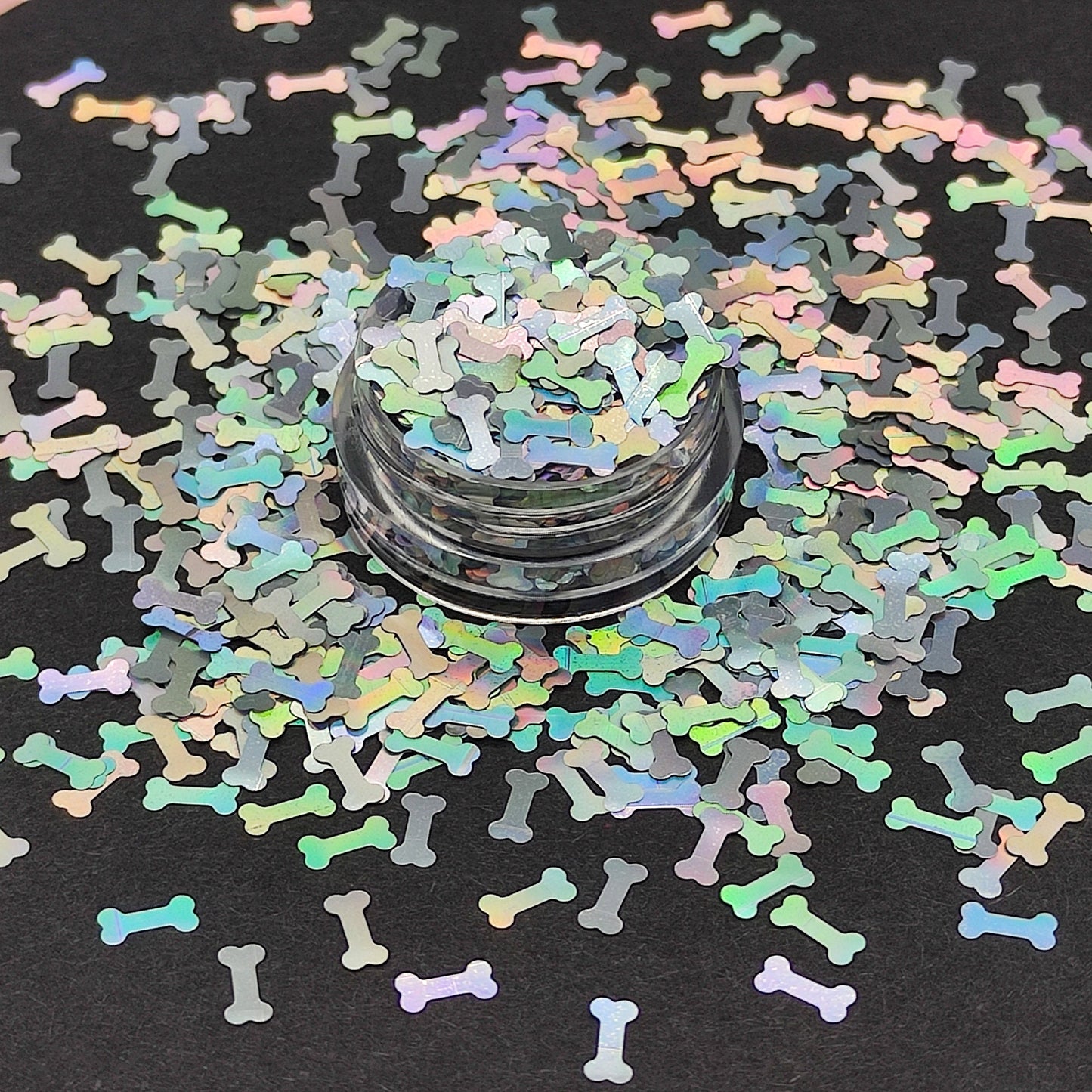 Bones Glitter, Silver Holographic Dog Bone Shapes Glitter, Bone Nail Art Glitter, Paillettes Glitter, Resin Supplies