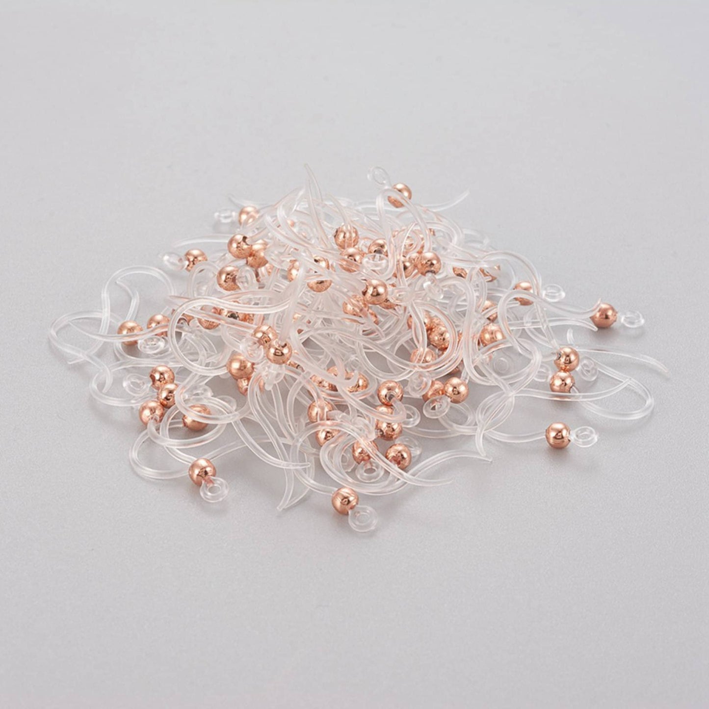 Hypoallergenic Earring Hook, Eco-Friendly Transparent Plastic Earring Hooks, with 304 Stainless Steel Copper Coloured Bead - 10pcs or 20pcs
