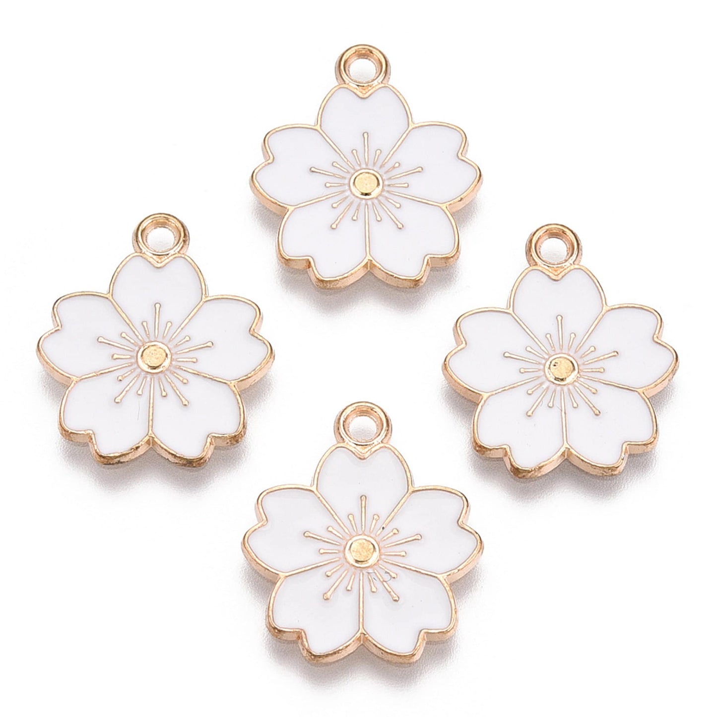 5/10pcs Sakura Flower Charm Jewellery Pendant, Cherry Blossom Enamel Charm for Jewelry Making DIY Jewelry Accessories