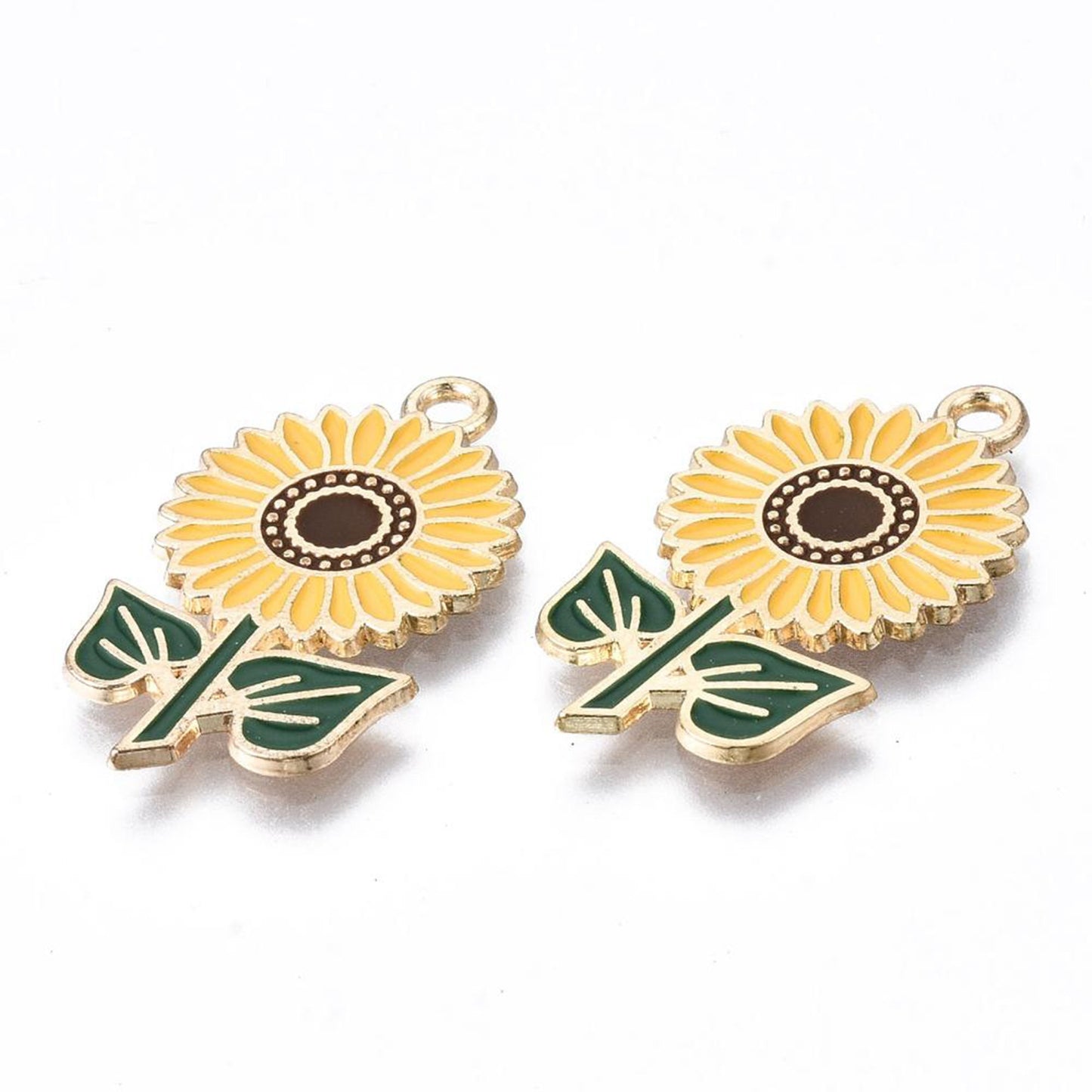 4/10pcs Sunflower Charm Jewellery Pendant, Yellow Sunflower Charms for Jewelry Making DIY Jewelry Accessories