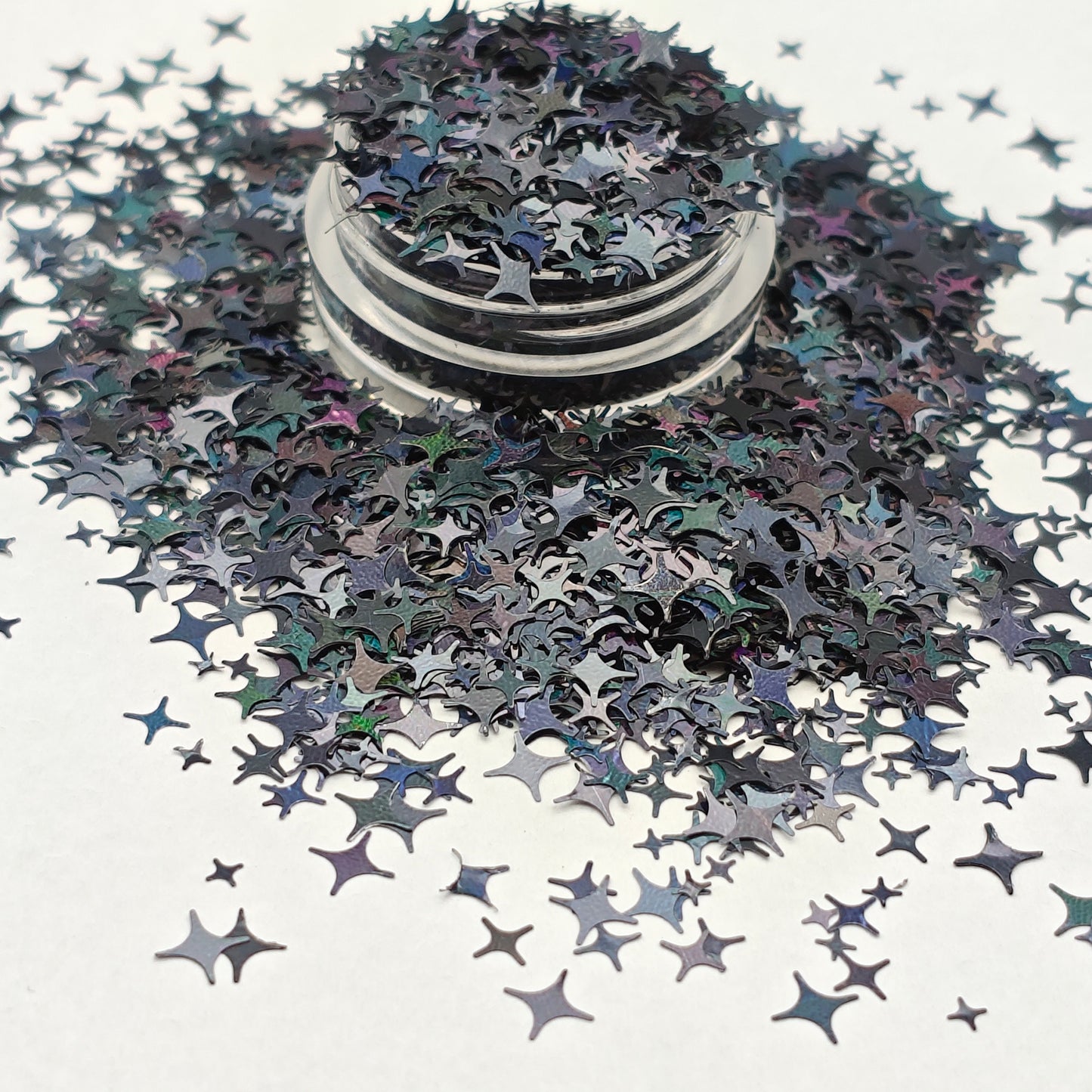 Black Stars Holographic Glitter, 4-pointed Star Nail Art Glitter, Four Pointed Stars Glitter, Craft Supplies, Resin Supplies