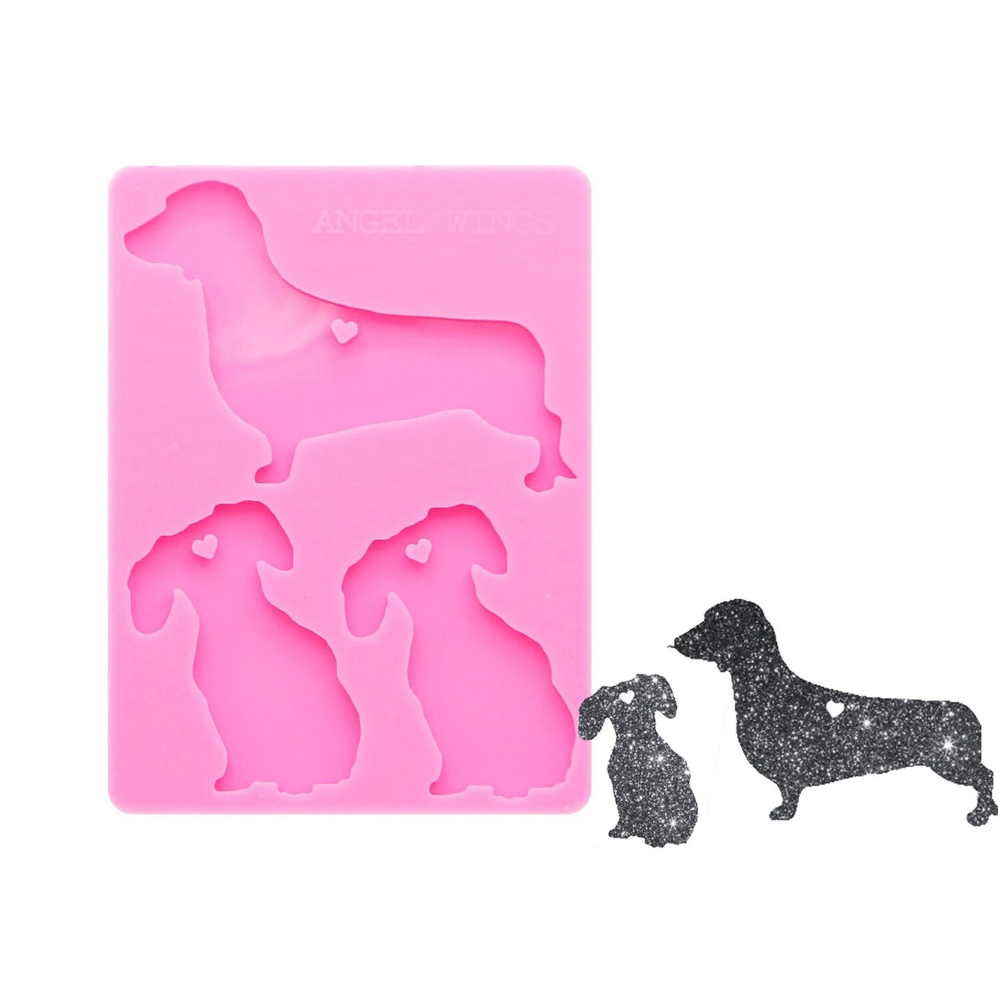 Sausage Dog Keychain Silicone Mould, Epoxy Resin Pendant Mold, Dachshund Dog Keychain Mold, Polymer Clay Jewellery Mold, Shiny Keychain Mold