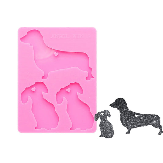 Sausage Dog Keychain Silicone Mould, Epoxy Resin Pendant Mold, Dachshund Dog Keychain Mold, Polymer Clay Jewellery Mold, Shiny Keychain Mold