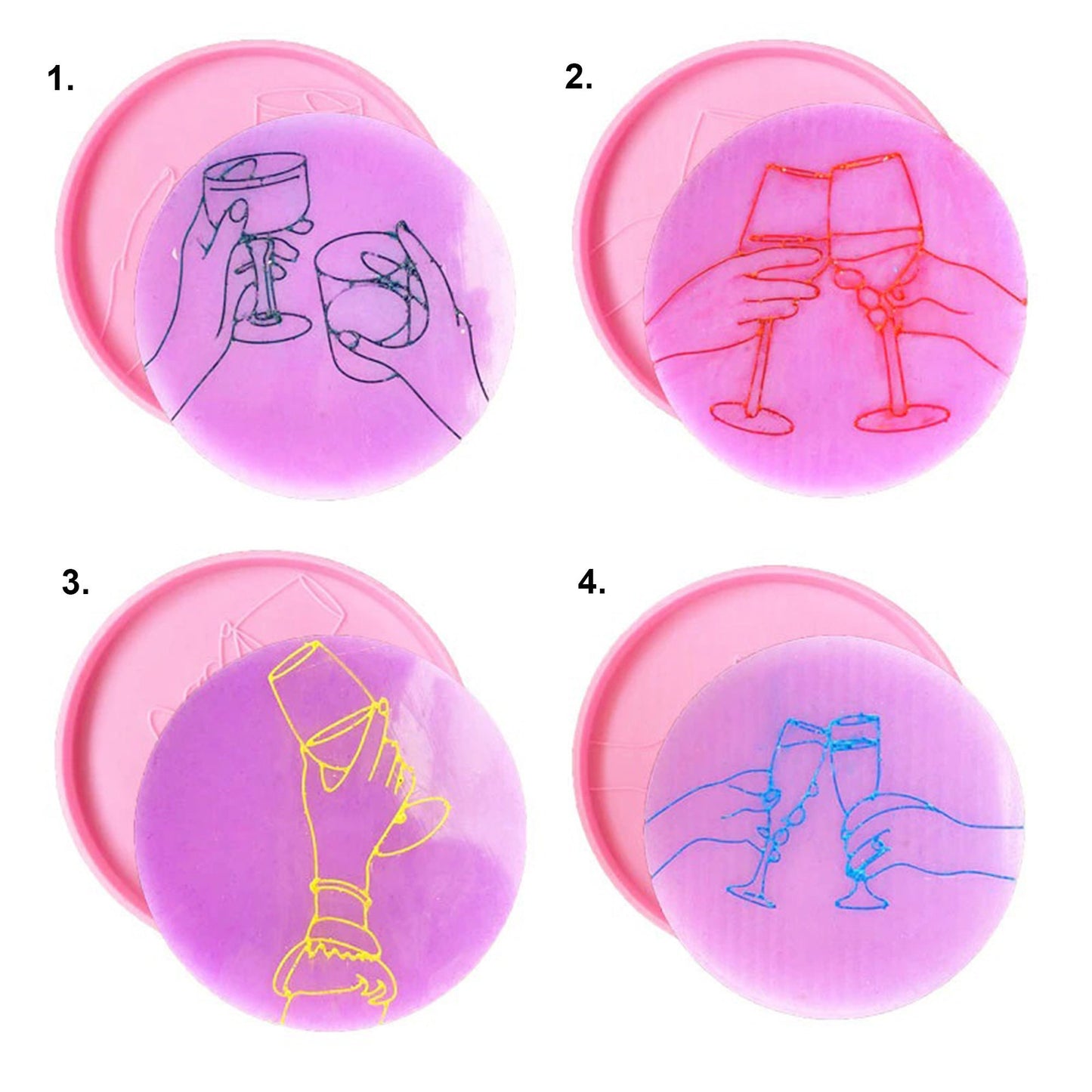 Wine Glass Coaster Silicone Mould, Cheers Epoxy Resin Coaster Mold, Friendship Cheers Coaster Silicone Resin Mould, Resin Supplies