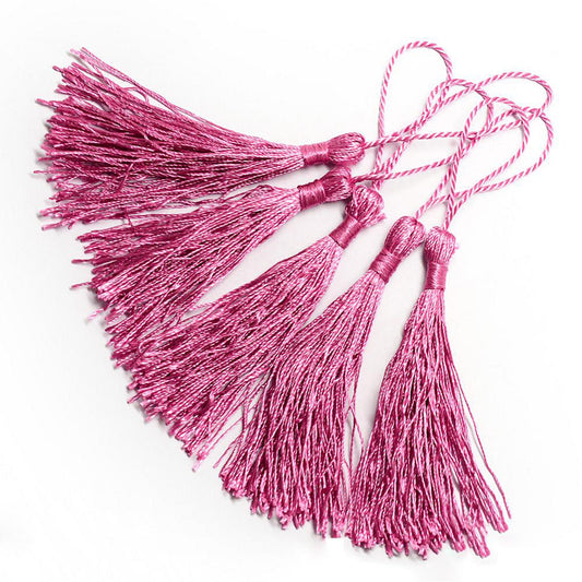 10 pcs Camellia Pink Bookmark Tassels, Silky Craft Tassels, Decorative Tassel Sewing, Tassle for Resin Bookmarks