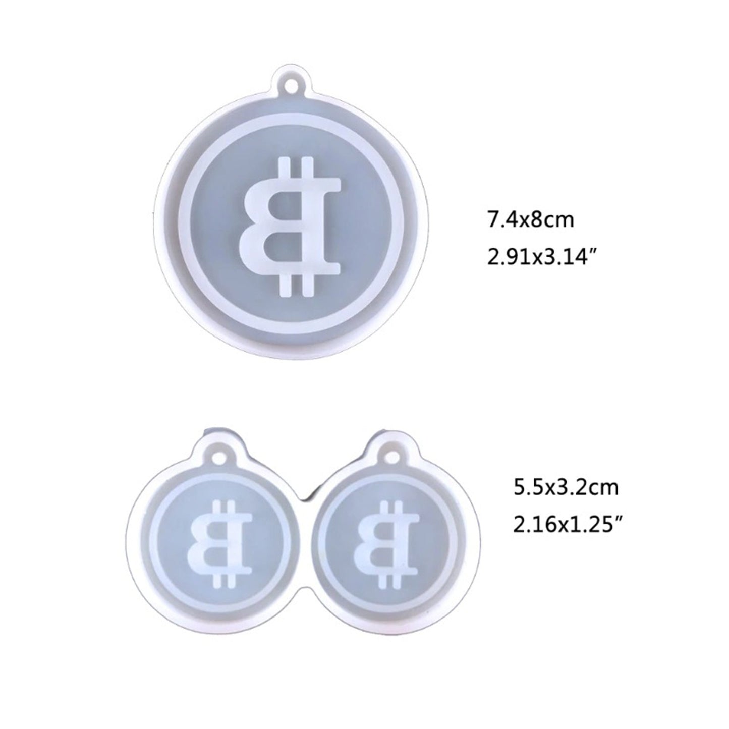 Bitcoin Keychain or Earrings Silicone Mould for Resin, Keychain Silicone Mold, Epoxy Resin Pendant Mold, Polymer Clay Mold, Resin Supply
