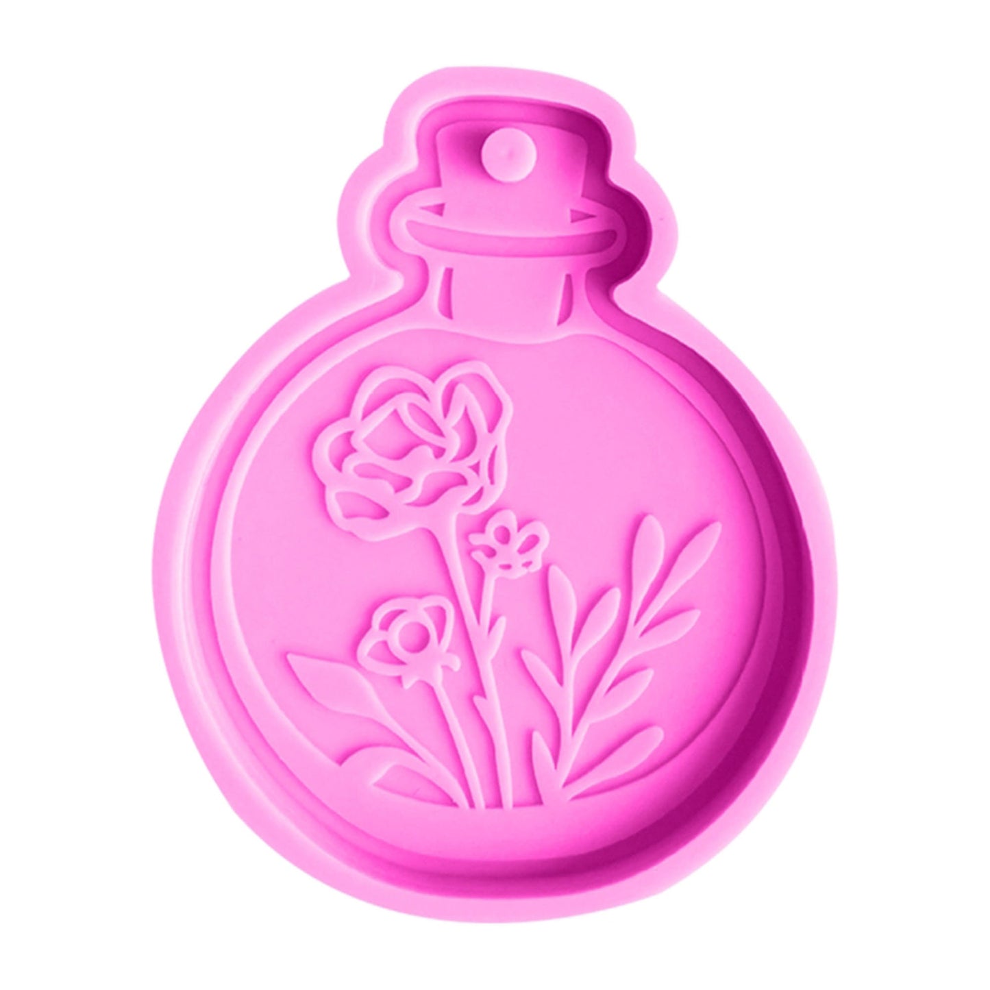 Potion Bottle with Flowers Keychain Silicone Mould, Potion Bottle Mold, Craft Mould, Jewellery Molds, Resin Supplies