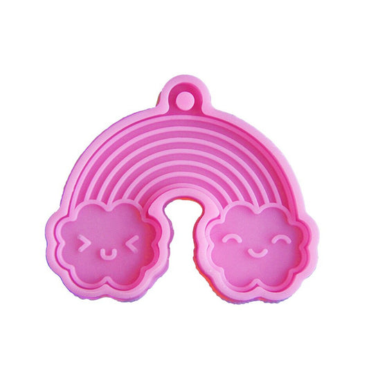 Rainbow Keychain Silicone Mould, Cute Rainbow Epoxy Resin Pendant Mold, Kawaii Rainbow Keyring Mould, Rainbow Charm DIY Craft Molds