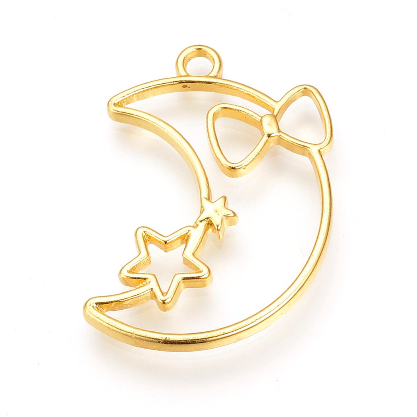 2 pcs Moon and Stars Open Back Resin Bezel Jewellery Pendant, Jewellery Bezels, UV Resin Jewellery Making Pendant Bezel