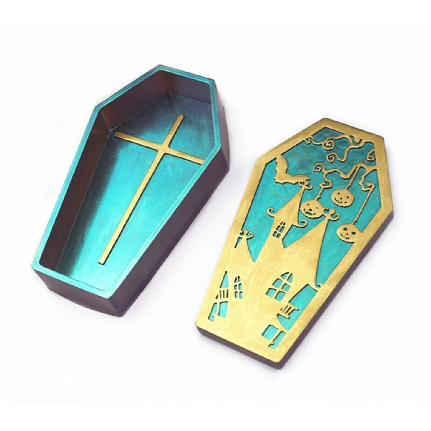 Coffin Jewellery Box with 4 Lids Silicone Mould, Trinket Box Mold, Coffin Jewelry Box Resin Mold, Halloween Mold, Spooky Mold Resin Supplies
