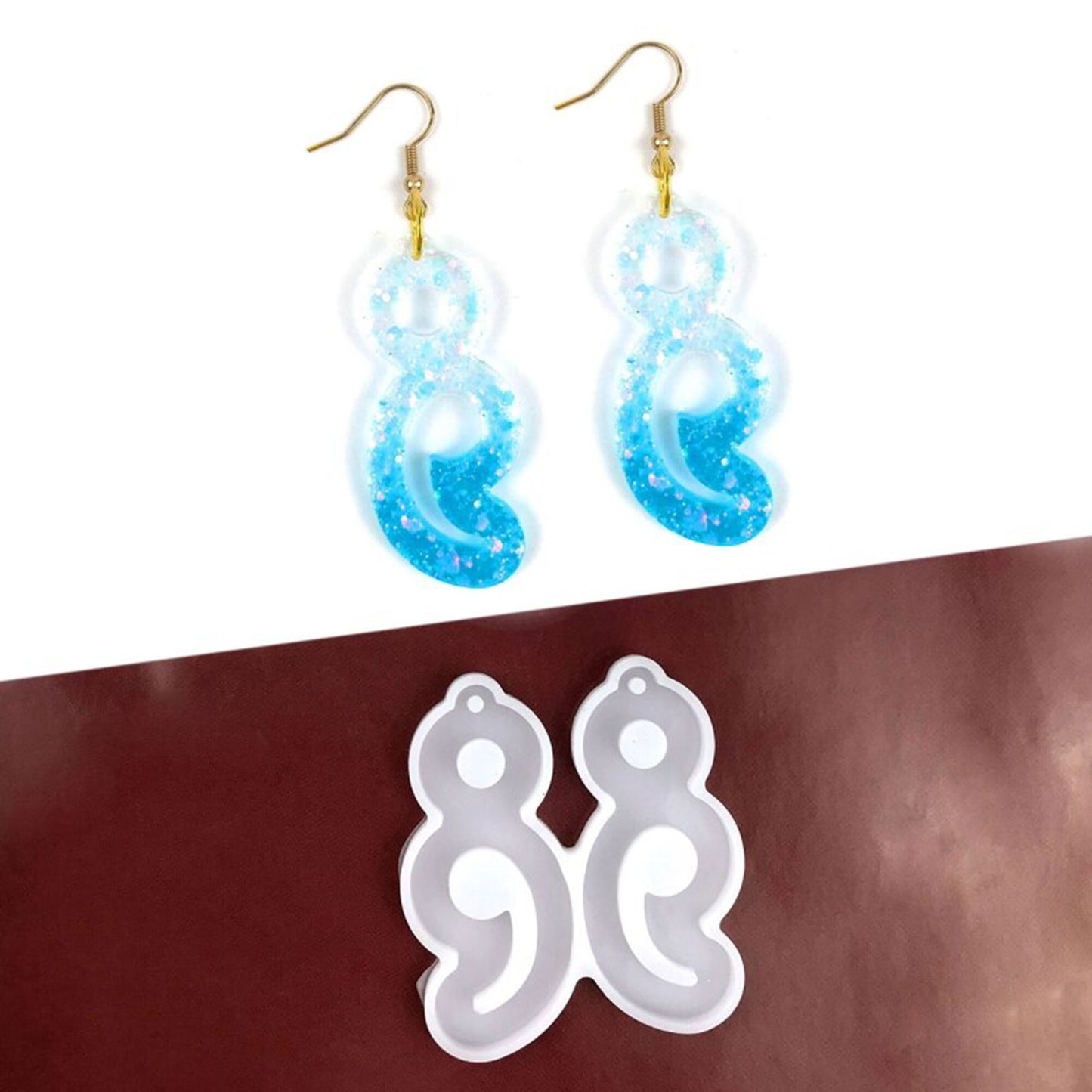 Semicolon Silicone Earrings Mould, Mental Health Awareness Silicone Earring Mold, Suicide Awareness Epoxy UV Resin Jewellery Pendant Mold