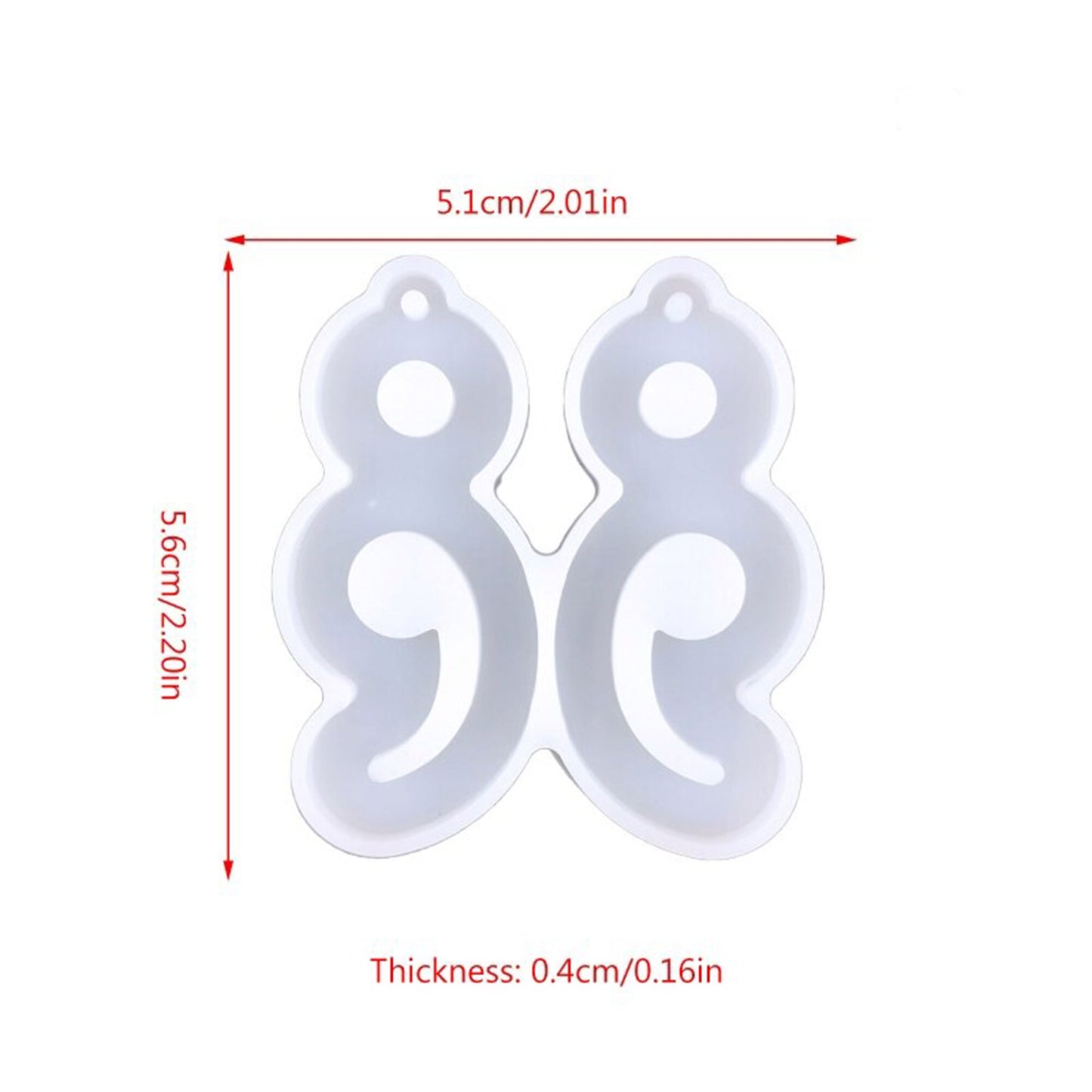 Semicolon Silicone Earrings Mould, Mental Health Awareness Silicone Earring Mold, Suicide Awareness Epoxy UV Resin Jewellery Pendant Mold