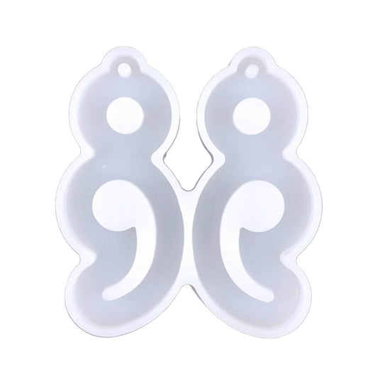 Semicolon Silicone Earrings Mould, Mental Health Awareness Silicone Earring Mold, Suicide Awareness Epoxy UV Resin Jewellery Pendant Mold