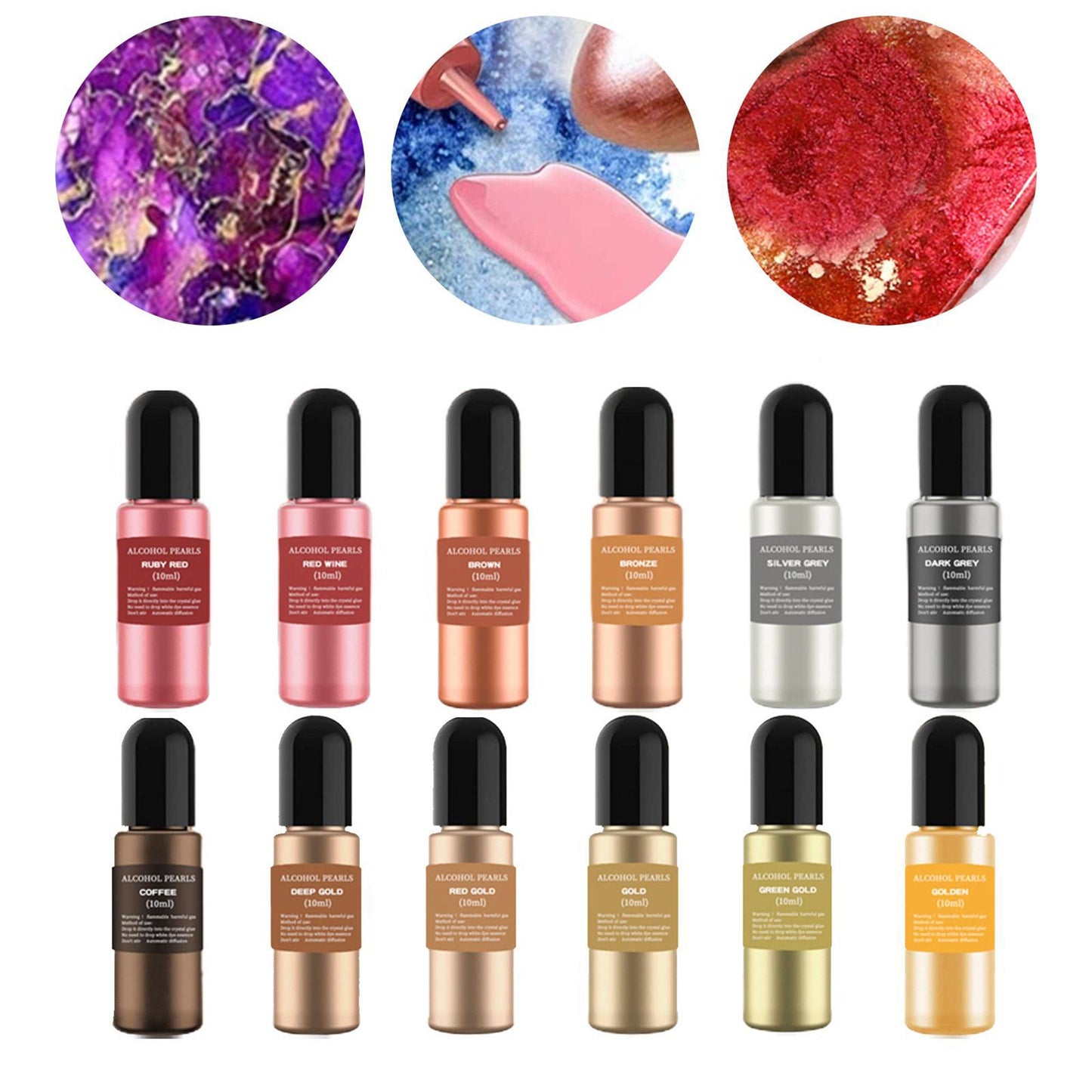 Metallic Alcohol Ink Pigment for Epoxy Resin, 10ml Resin Alcohol Ink, Metallic Pearl Colourant, Epoxy Resin Dye, Arts & Crafts Colors