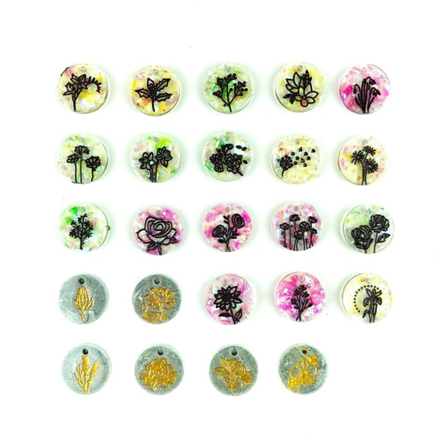 Round Flower Pendant Mould, Circle Flower Silicone Resin Mould, Small Floral Round Mold, Flower Earring Jewellery Charm Mold, Resin Supplies