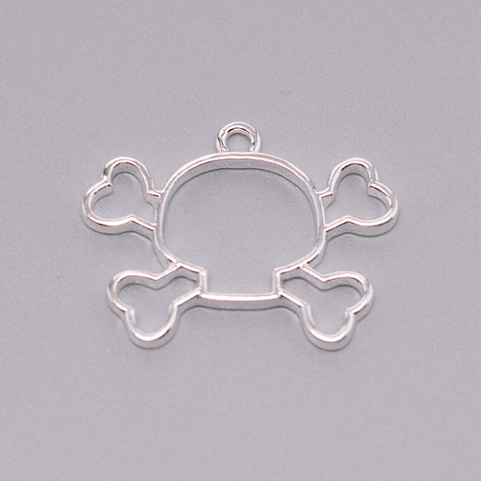 Skull Open Back Resin Bezel Jewellery pendant, Set of 2 Open Back Blank Metal Bezels, UV resin pendant bezel, Bezel Blanks Silver Colour