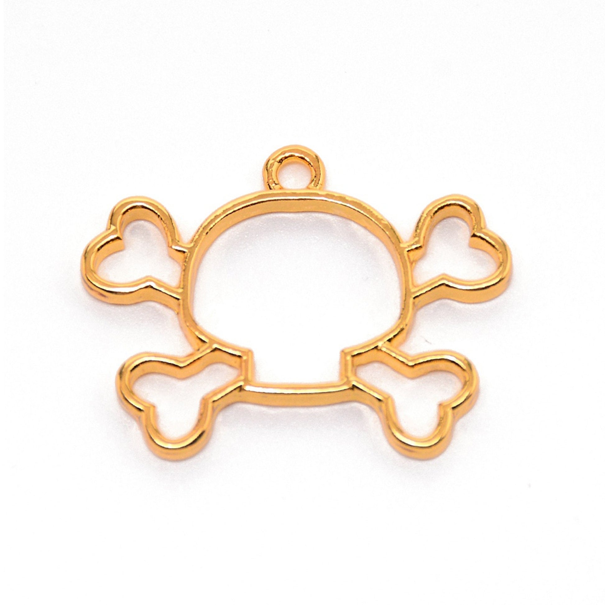 Skull Open Back Resin Bezel Jewellery pendant, Set of Open Back Blank Metal Bezels, UV resin pendant bezel, Bezel Blanks Gold Colour