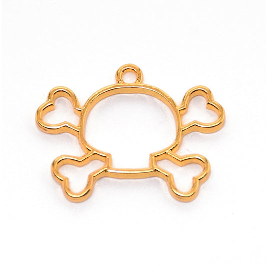 Skull Open Back Resin Bezel Jewellery pendant, Set of 2 Open Back Blank Metal Bezels, UV resin pendant bezel, Bezel Blanks Gold Colour