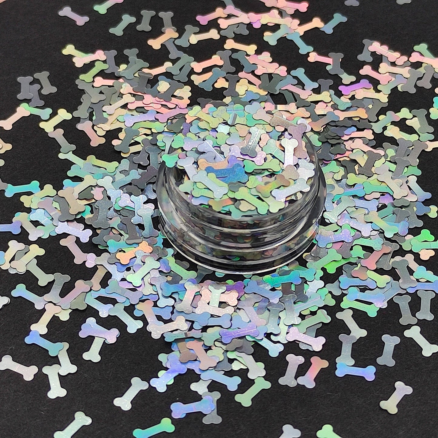 Bones Glitter, Silver Holographic Dog Bone Shapes Glitter, Bone Nail Art Glitter, Paillettes Glitter, Resin Supplies