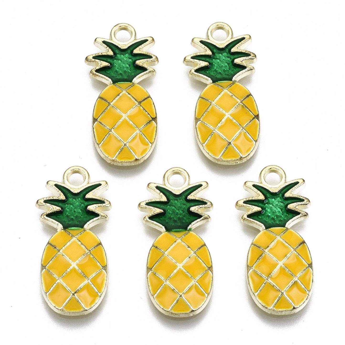 5|10pcs Pineapple Enamel Charm Jewellery Pendant, Pineapple Enamel Charm for Jewelry Making DIY Jewelry, Enamel Fruit Charms