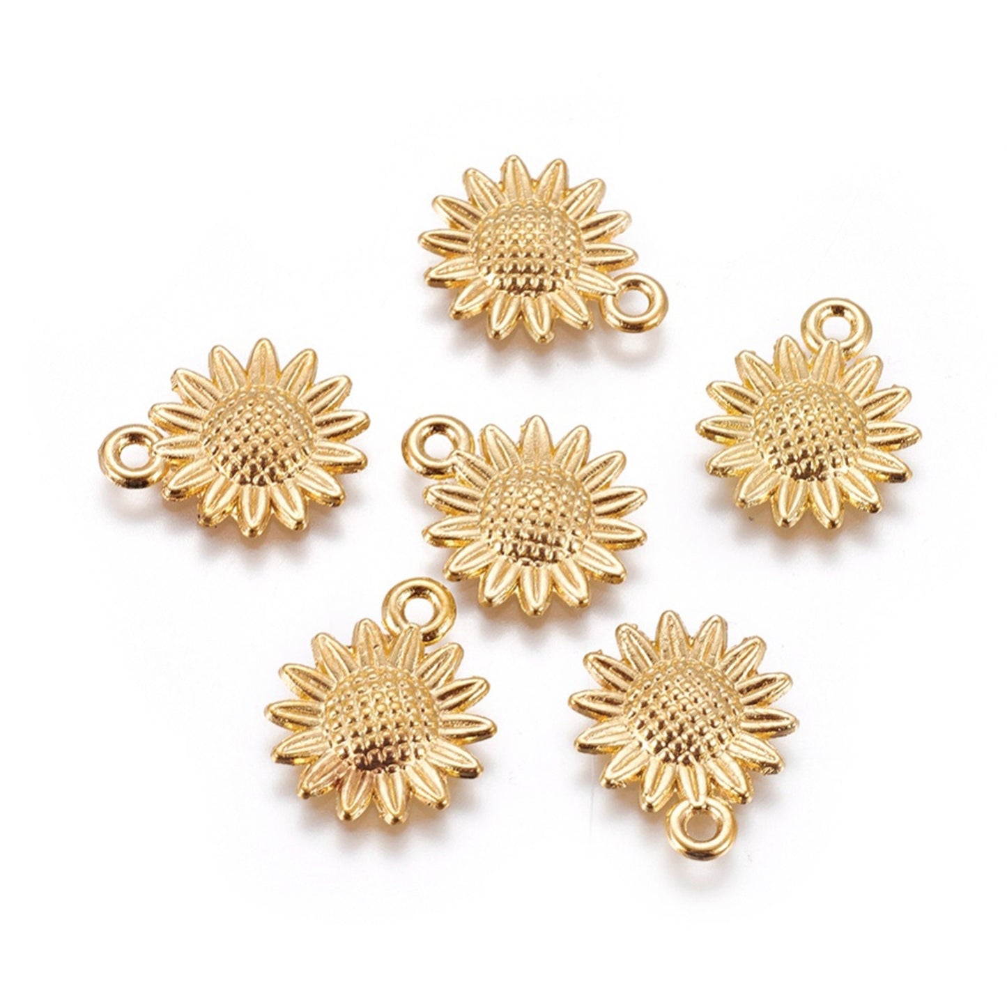 5/10pcs Sunflower Charm Jewellery Pendant, Gold Coloured Sunflower Charm for Jewelry Making DIY Jewelry Accessories