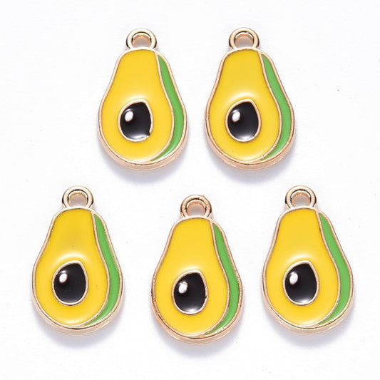 5|10pcs Avocado Enamel Charm Jewellery Pendant, Avocado Enamel Charm for Jewelry Making DIY Jewelry Accessories, Enamel Fruit Charms