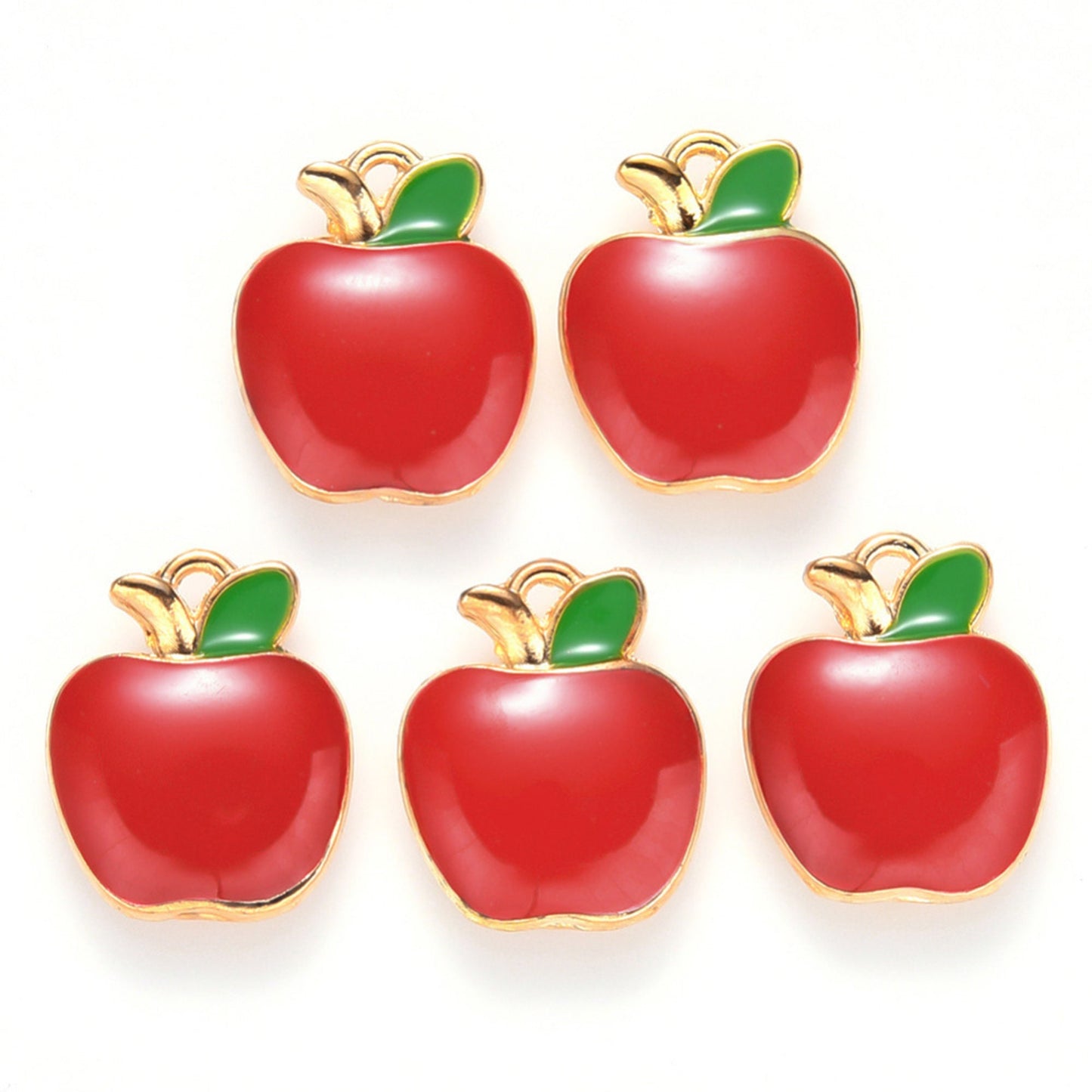 5|10pcs Apples Enamel Charm Jewellery Pendant, Apple Enamel Charm for Jewelry Making DIY Jewelry Accessories, Red Apple Enamel Fruit Charms