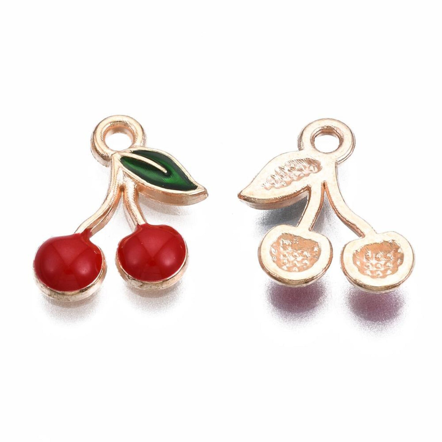 5|10pcs Cherry Enamel Charm Jewellery Pendant, Cherry Enamel Charm for Jewelry Making DIY Jewelry Accessories, Enamel Fruit Charms