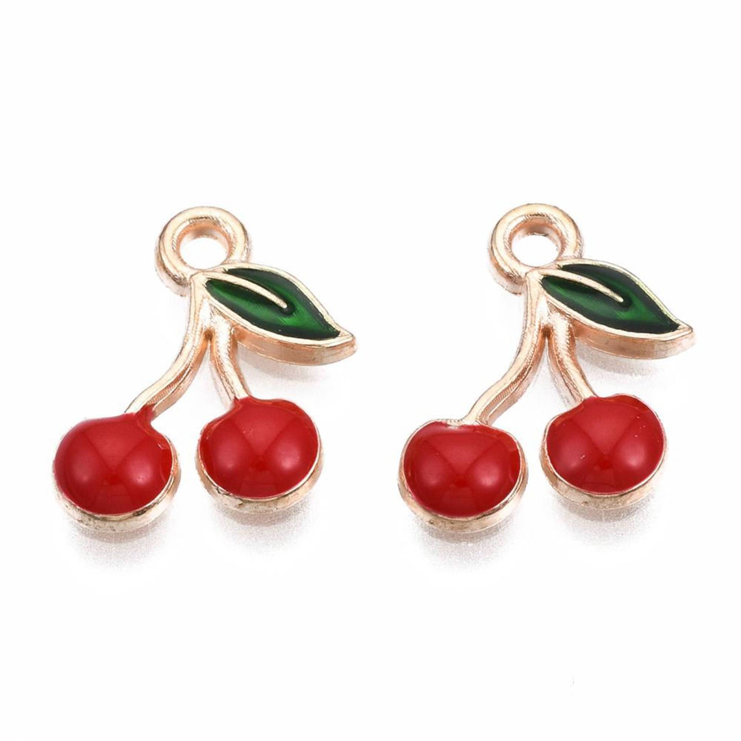 5|10pcs Cherry Enamel Charm Jewellery Pendant, Cherry Enamel Charm for Jewelry Making DIY Jewelry Accessories, Enamel Fruit Charms