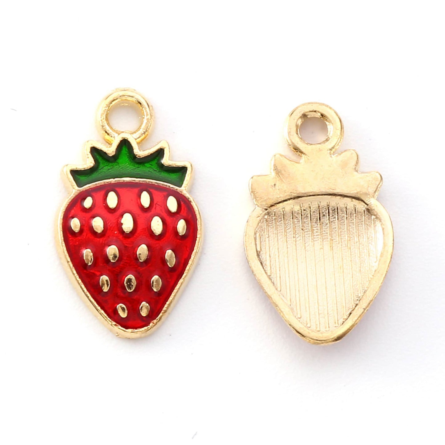 5|10pcs Strawberries Enamel Charm Jewellery Pendant, Strawberry Enamel Charm for Jewelry Making DIY Jewelry Accessories, Enamel Fruit Charms